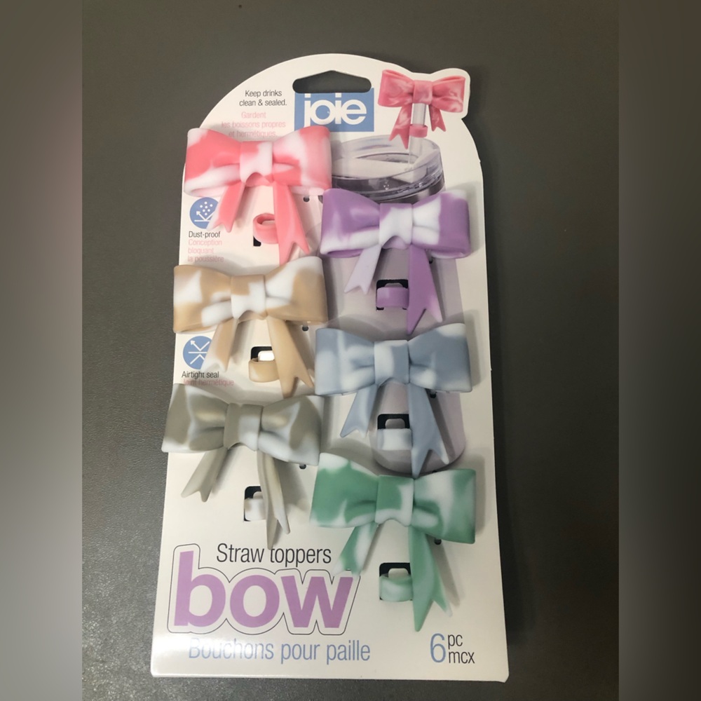 Joie Bow Straw Toppers 6 Pack NWT